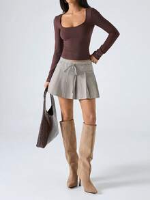 LYSMO 2026新款极简主义春夏女装学院风腰带格纹百褶迷你裙，适合夏季、春假、情人节、生日等节日穿着，Y2K 2000年代风格格纹裙 - 彩色 - 查看 3