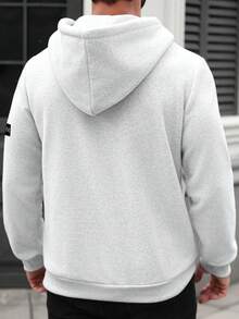 Manfinity CasualCool Men's Patch Pocket Half-Zip Casual Long Sleeve Hoodie Casual Pullovers Half Zip Hoodie Pullover Old Money,Daily Leisure, Weekend Trips, Outdoor Activities, Travel Expeditions, Relaxed Work Environments Or Semi-Formal Occasions,Boyfriend/Husband Gift, Anniversary Gift Christmas Quarter Zip Hoodie Men Mens Hoodies Casual Men Hoodies Pullovers Gym Hoodies Men Light Grey Hoodie - White - View 2