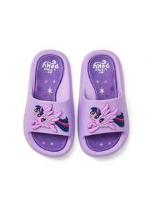 My Little Pony X SHEIN 可爱卡通暮光闪闪女孩紫色儿童拖鞋，适合幼儿和儿童，速干、轻便、耐用的EVA材质，室内外皆宜，可在浴室、游乐场、游泳池、海滩等场所穿着，独角兽图案，送礼佳品。 - 紫色 - 查看 7
