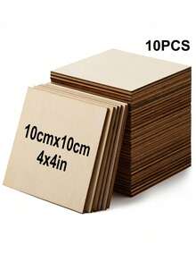 10/20/40pcs 4x4 Inch Wood Squares For Crafts Unfinished Wood Pieces 0.08Inch Thick Blank Basswood Sheets Natural Wood Square Cutouts Slices For Crafts Painting Scrabble Tiles Architectural Model - Apricot - View 10