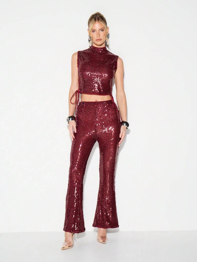 KIZN Sequin Flare Leg Pants
