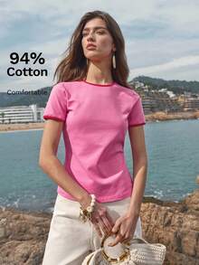 MOTF PREMIUM CONTRAST TRIM SHORT SLEEVE T-SHIRT