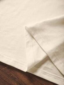 Manfinity Dauomo Men's Casual Letter & Rabbit Print Round Neck Short Sleeve T-Shirt, Summer - Khaki - View 4