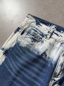 ROMWE MEN Street Life Casual Personalized Wide Leg Button Pocket Men's Jeans - Blue - View 3