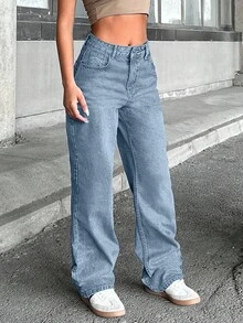 EURMUSE Quần jean lưng cao cổ điển 100% cotton dành cho nữ - Rửa nhẹ - Xem 8