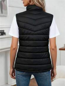 Chaleco de algodón ligero y cálido para mujeres - Negro - Ver 2
