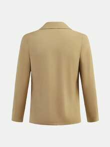 SHEIN 青少年男童休闲卡其套装，绅士风格，舒适时尚，适合日常穿着、上学、郊游、户外活动、音乐节、节日派对、夏季海滩度假、夏日氛围、各种节日活动。