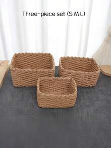 Bộ 3 giỏ đan đựng đồ màu be, dùng để bàn, đựng mỹ phẩm, đồ dùng lặt vặt, đồ trang trí phòng tắm, phòng khách, nhà cửa theo phong cách Boho Farmhouse. - Lạc đà - Xem 7