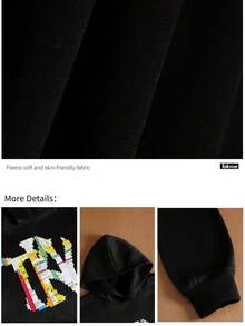 Manfinity Hypemode Men's Colorful Printed Casual Hoodie - Black - View 7