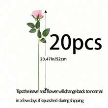 1支/5支/10支/12支/20支装 粉色情人节婚礼装饰 人造玫瑰丝花 逼真长茎玫瑰花束 家居婚礼装饰派对 - 粉色 - 查看 13