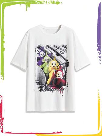 Teletubbies X ROMWE T-shirt corta da donna oversize con grafica cartoni animati carina