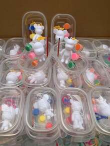 1pc Bear-Shaped Keychain, Children Diy Painting Material Kit, Creative Bear Toy - White - View 5