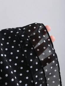 Sweetra Váy sơ mi dài tay cài nút chấm bi xếp nếp xếp tầng thanh lịch mới dành cho nữ - màu đen - Xem 8