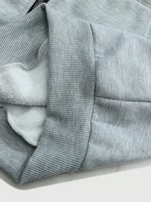 ROMWE MEN Prep Men Letter Graphic Zip Up Hoodie & Pants Set - Grey - View 8