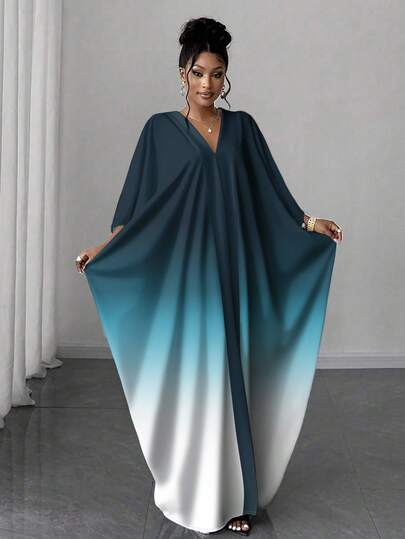 Maweii Women's Ombre Digital Print Dress, Suitable For Various Occasions Such As Christmas, Parties, Graduation Season, Back-To-School Parties, Dates And Daily Wear. It Has Multiple Styles Including Fashion, Elegant, Casual, Sexy, And Streetwear. Suitable For Autumn, Winter, Spring, Summer, Spring/Autumn, Autumn/Winter. Short Sleeve Dress, Casual Dress, Party Dress Cape Dress Abayas Dubai Luxury Butterfly Abaya Caftan Dress Kaftans For Women