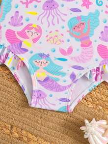 Baby GirlDreamy Mermaid One-Piece Swimsuit With Ruffled One Shoulder Strap 2 Year Old Girl Swimsuit Baby Girl Swimwear Girl Swimsuit Mermaid Cute Girl Swimsuit Mermaid Swimsuit Girl Swimming Costume For Girl 2 Years Old Girl Swimsuit Baby Girl Swimwear, Beach Swimwear For Baby Girl, Summer Vacation, Pool Party - Multicolor - View 6