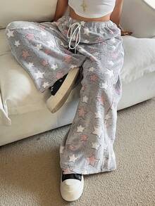 POPSWAY Plus Size Reversible Flannel Star Print Pants - Multicolor - View 5