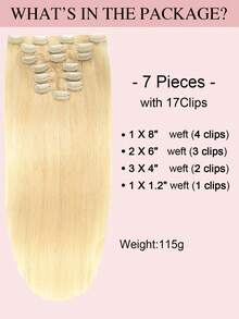 7PCS Seamless Clip In Hair Extensions Human Hair Thick Natural Hair Full Head Invisible PU Hair Extensions Clip In Remy Hair For Women Platinum Blonde #60 - S60 - View 4