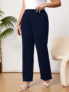 Rosumi Damen Große Größen Herbst/Winter Lässig Alltag marineblau lange Hose mit Taschen, Herbst/Winter, Ausgehen, 2025 Neu, einfach und modisch für den täglichen Gebrauch, Damen Große Größen Winter, Weihnachten für Frauen, Neujahr, Thanksgiving für Frauen