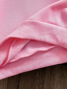 Sudadera con capucha de felpa para niña con puños acanalados - Rosa - Ver 4