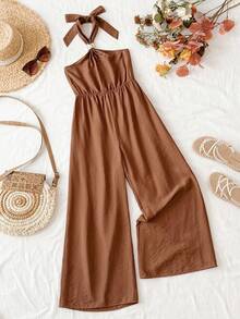 Travachic KIDS Tween Girl Brown Sleeveless Casual Vacation Dress - Brown - View 3