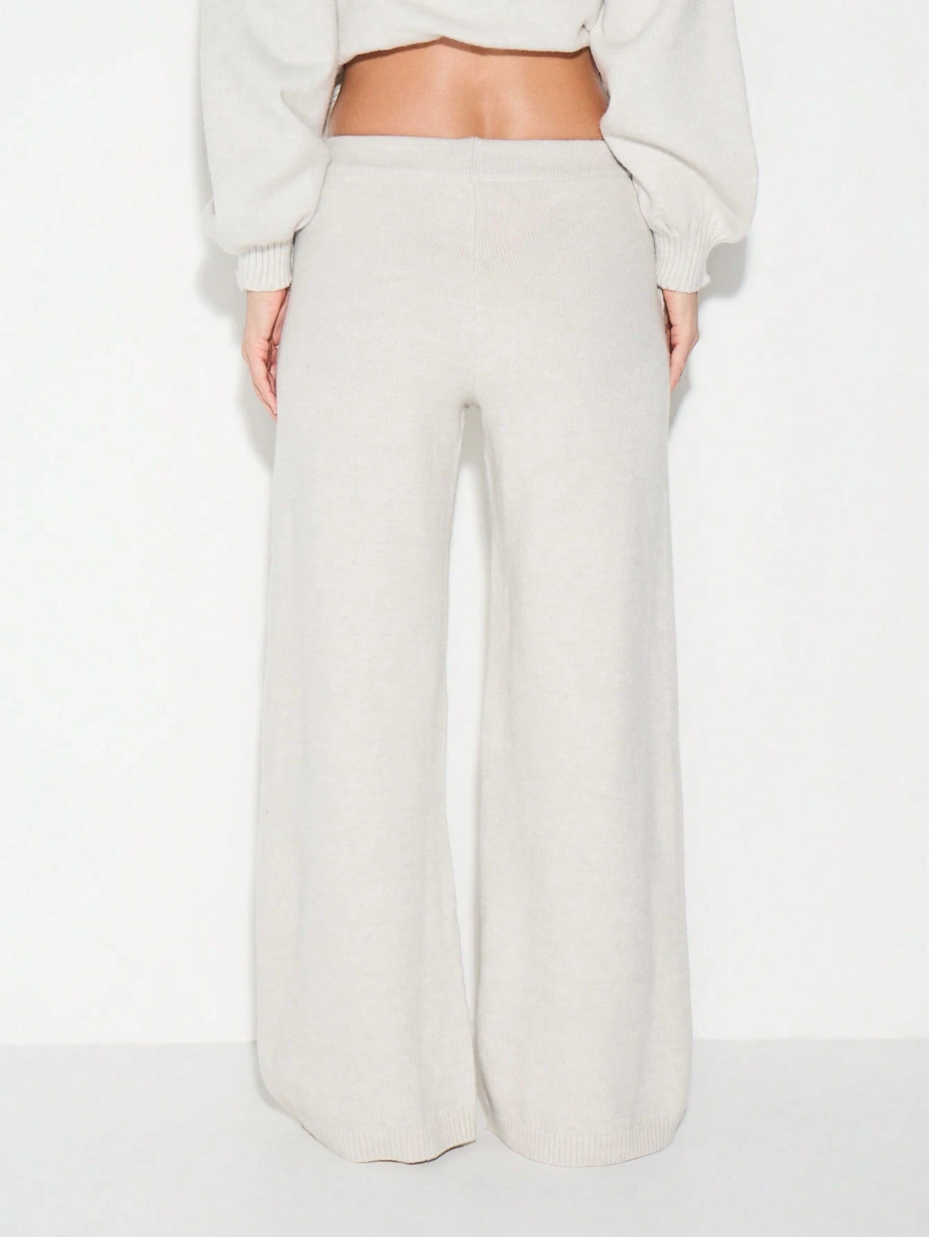 KIZN Pantalones deportivos palazzo de pierna ancha de punto acanalado