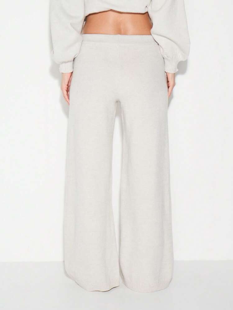KIZN Ribbed Knit Wide Leg Palazzo Sweatpants