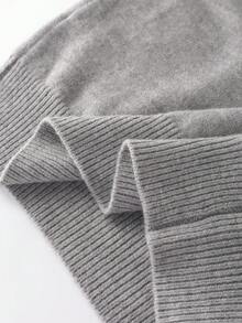 SHEIN Franclia Women's Casual Fashion Minimalist Versatile Fitted 2 In 1 Sweater With Shirt Collar, Autumn/Winter - Grey - View 6