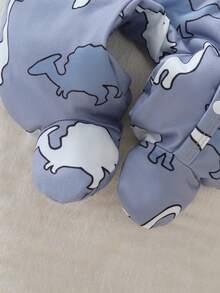 Set de 4 piezas de pijama de mono con pies y estampado de oso lindo y de moda para recién nacidos - Multicolor - Ver 4