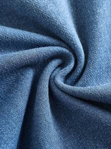 少女时尚休闲 Y2K 复古酷炫街头风返校学院风简约舒适轻盈运动蓝色针织牛仔宽松牛仔裤日常穿搭秋冬派对及街头服饰 - 藍色 - 查看 6