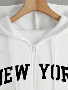 Adecuado para ropa de abrigo, otoño/invierno, otoño, temporada de vuelta al colegio, diseño gráfico, diseño de letras, de moda y versátil, imprescindible para mujeres, sudadera de mujer - Blanco - Ver 6