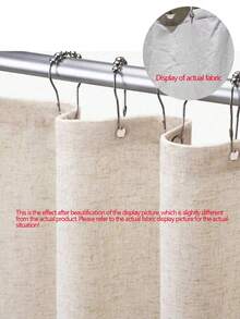1件浴帘，米色亚麻质感面料，速干布，保护浴室隐私，装饰家居浴室，秋季装饰，浴室配件，返校季 - 米色 - 查看 3