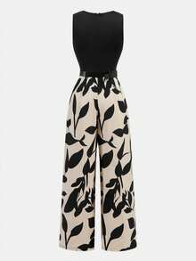 Firerie Kids Tween Girl's Fashionable Casual Sleeveless Ditsy Floral Knit Jumpsuit, Spring/Summer - Black - View 6