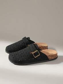 Solecia 女士休闲套脚乐福鞋，带搭扣设计 - 黑色 - 查看 2