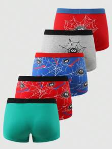 Snug Zone 5条装青少年男童蜘蛛印花平角内裤 - 彩色 - 查看 2