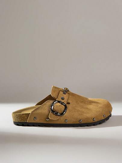 Solecia Women's Buckle Design Casual Slip-On Mules For Christmas