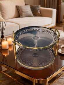 1 Colorful Circular Double-Layer Tray, Modern Double Compartment Tray, Suitable For Dining Tables, Parties, Outdoor Christmas Gift Decoration, Etc - Multicolor - View 6