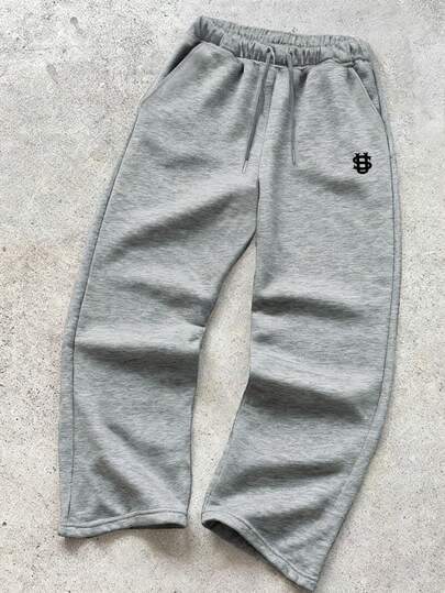 Glimmora Unisex Loose Gerade Bein Hose - Elastischer Kordelzug Gürtel, Ganzjährig Straßen-Stil Lässig Hose, Geeignet für Alltag und formelle Anlässe, Maschinenwaschbar und vielseitig, Strapazierfähiges und abriebfestes Stickerei Design, Urbaner Stil