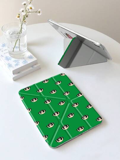 THE POWERPUFF GIRLS X SHEIN 可爱卡通女孩图案平板电脑保护套，高端质感，支持3+Y折叠，具备自动唤醒/睡眠功能和内置笔槽，防震时尚，兼容Galaxy Tab A9 Plus、iPad (A16) 第11代 11英寸（2025款）、iPad 第9代（10.2英寸）。