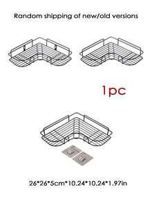 1 pieza Organizador de baño sin taladrar, estantería de ducha montada en la pared, estante de almacenamiento para el inodoro, champú, cocina, vuelta al colegio - Negro - Ver 8