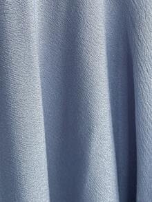 Soleia 大码女式V领蝴蝶结前开衩荷叶边宽松纹理休闲T恤，绿色，返校季可爱午餐休闲风 - 藍色 - 查看 10