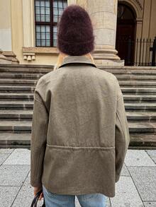 Vivie Lora Women's Loose Fit Military Green Embroidered Utility Jacket Women Coats - Army Green - View 5