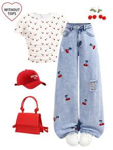 SHEIN Teen Girl Fashion Casual Y2k Vintage Cool Street Y2k Vintage Baggy Jeans Wide Leg Denim Pants Harajuku Kpop Streetwear Trousers Retro 2000s Style Spring, Fall Back To School Dailwear Spring And Summer Rave Festival And Streetwear - Blue - View 6