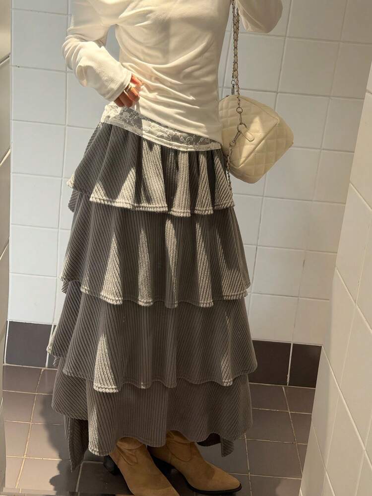 Women's Cake Skirt, Korean Style Solid Color Skirt