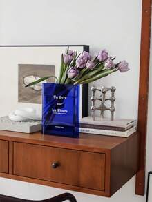 Bình hoa treo tường, Trang trí kệ sách dễ thương, Bình hoa độc đáo cho người yêu sách, Bình hoa Acrylic mang hương vị nghệ thuật và văn hóa dùng để trang trí văn phòng tại nhà, Sách về hoa Ngày lễ tình nhân, Đám cưới, Sinh nhật, Trang trí mùa thu cho ngày lễ tình nhân - Màu xanh - Xem 2