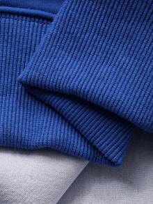 DAZY Hanorac bărbătesc cu imprimeu gros și guler rotund, albastru, toamnă/iarnă