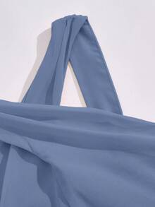 Girls' Round Neck Sleeveless Waist Splicing Pleated Elegant Party Jumpsuit - Mint Blue - View 4