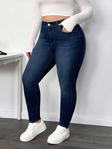 Truni Damen Skinny Jeans in Blau mit Stretch, Große Größen, für Herbst/Winter