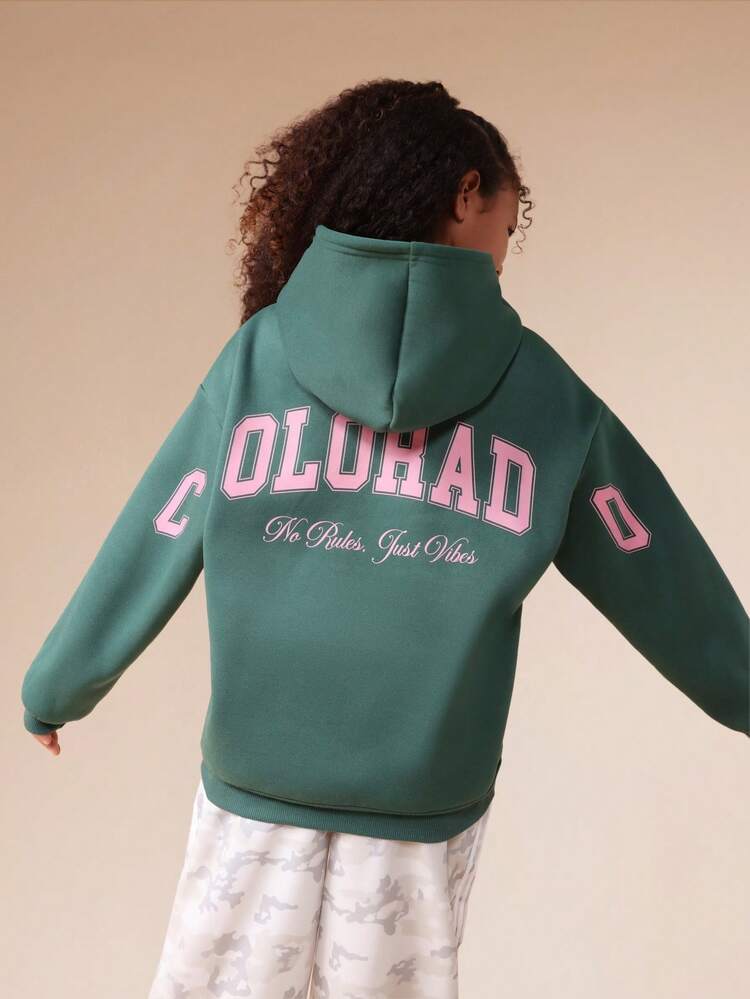 Green Hoodie With Pink Colorado Print