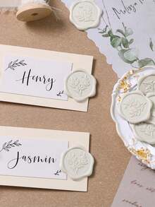 20 PCS Eucalyptus Pattern Real Wax Sealing Stickers Self-Adhesive Wedding Invitation Envelope Seal Stickers For Decorating Wedding Invitations, Gifts Back To School - one-size - View 4